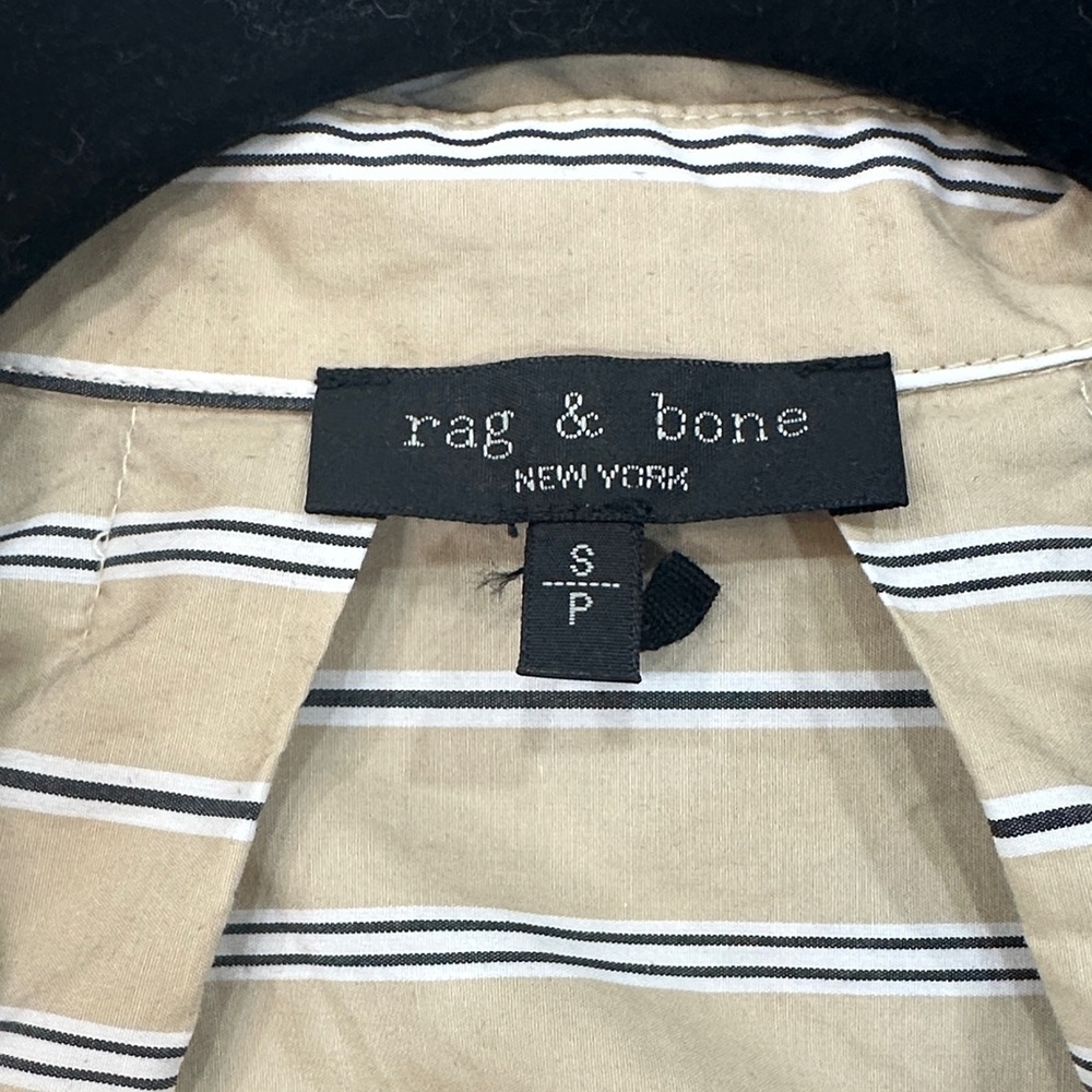 rag & bone Cream and Blue Striped Short-Sleeve Button-Down - Picture 2 of 7